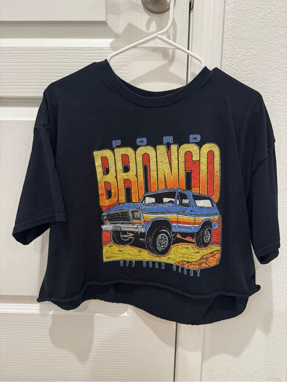 Junk Food Clothing Black Ford Bronco Graphic Tee with Rainbow Stripes